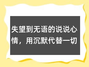失望到無語的說說心情，用沉默代替一切的句子215條