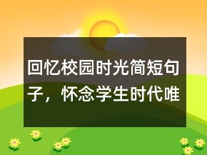 回憶校園時光簡短句子，懷念學生時代唯美句子228條