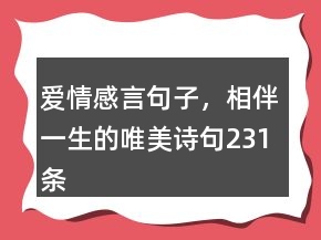 愛情感言句子，相伴一生的唯美詩句231條