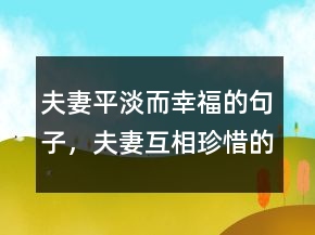夫妻平淡而幸福的句子，夫妻互相珍惜的句子239條