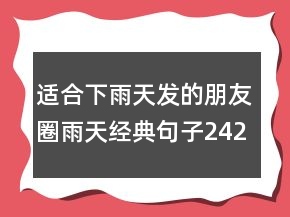 適合下雨天發(fā)的朋友圈雨天經(jīng)典句子242條