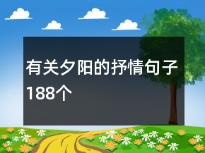 有關(guān)夕陽(yáng)的抒情句子188個(gè)