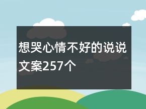 想哭心情不好的說說文案257個