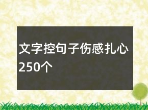 文字控句子傷感扎心250個