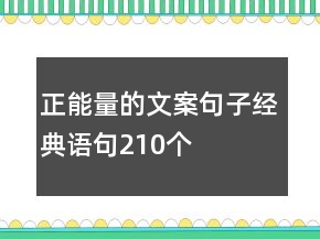 正能量的文案句子經(jīng)典語句210個