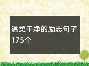 溫柔干凈的勵志句子175個
