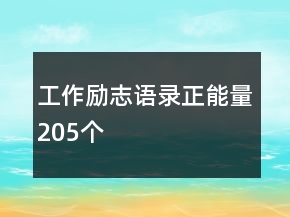 工作勵(lì)志語錄正能量205個(gè)