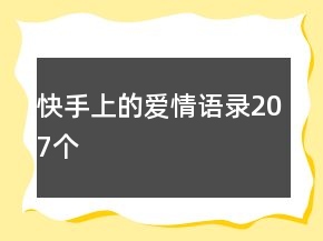 快手上的愛(ài)情語(yǔ)錄207個(gè)