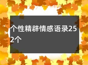 個(gè)性精辟情感語錄252個(gè)