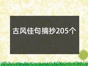 古風(fēng)佳句摘抄205個(gè)