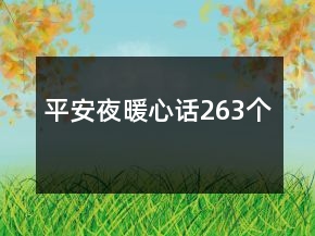 平安夜暖心話263個
