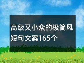 高級又小眾的極簡風短句文案165個
