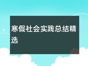寒假社會(huì)實(shí)踐總結(jié)精選