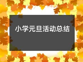 小學(xué)元旦活動總結(jié)