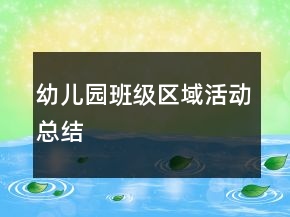 幼兒園班級(jí)區(qū)域活動(dòng)總結(jié)