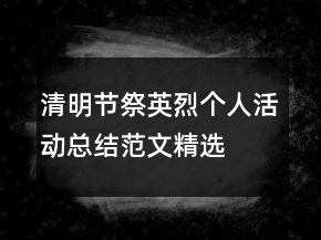清明節(jié)祭英烈個人活動總結(jié)范文精選
