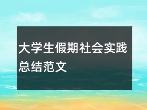 大學(xué)生假期社會實(shí)踐總結(jié)范文