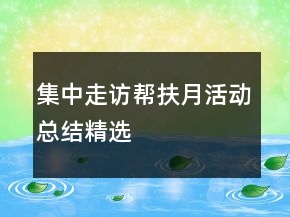 集中走訪幫扶月活動總結(jié)精選