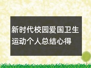 新時(shí)代校園愛(ài)國(guó)衛(wèi)生運(yùn)動(dòng)個(gè)人總結(jié)心得精選