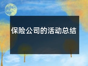 保險(xiǎn)公司的活動(dòng)總結(jié)