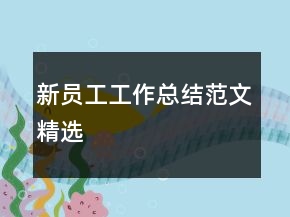 新員工工作總結(jié)范文精選