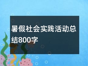 暑假社會(huì)實(shí)踐活動(dòng)總結(jié)800字