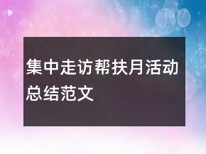 集中走訪幫扶月活動(dòng)總結(jié)范文