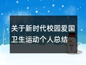 關(guān)于新時代校園愛國衛(wèi)生運動個人總結(jié)范文