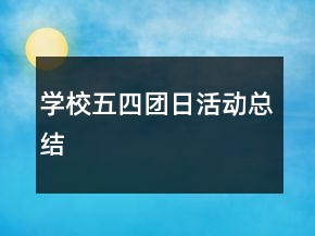 學(xué)校五四團(tuán)日活動(dòng)總結(jié)