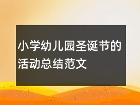 小學幼兒園圣誕節(jié)的活動總結(jié)范文