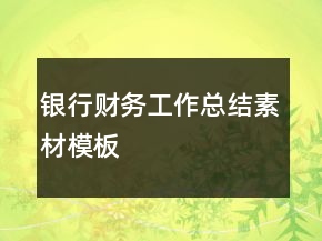銀行財(cái)務(wù)工作總結(jié)素材模板