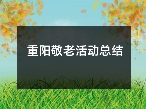 重陽(yáng)敬老活動(dòng)總結(jié)