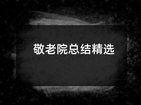 敬老院總結(jié)精選
