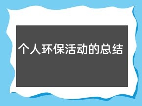 個(gè)人環(huán)?；顒?dòng)的總結(jié)