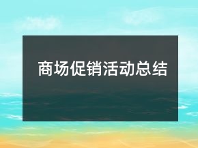 商場促銷活動總結
