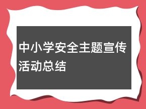 中小學(xué)安全主題宣傳活動總結(jié)
