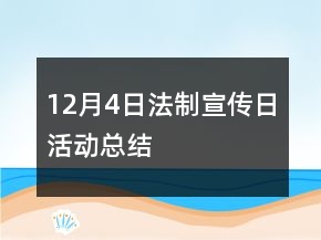 12月4日法制宣傳日活動(dòng)總結(jié)
