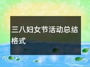 三八婦女節(jié)活動總結(jié)格式