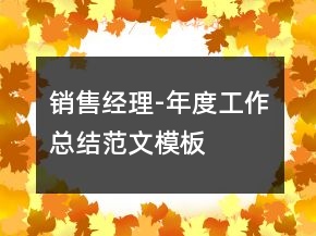 銷售經理-年度工作總結范文模板