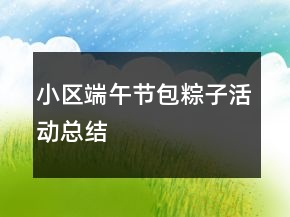 小區(qū)端午節(jié)包粽子活動總結(jié)