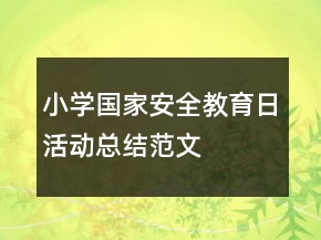 小學(xué)國家安全教育日活動(dòng)總結(jié)范文
