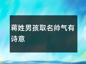 蔣姓男孩取名帥氣有詩(shī)意