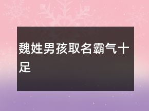魏姓男孩取名霸氣十足