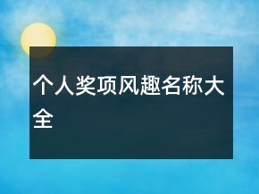 個(gè)人獎(jiǎng)項(xiàng)風(fēng)趣名稱大全