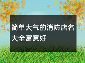簡單大氣的消防店名大全寓意好