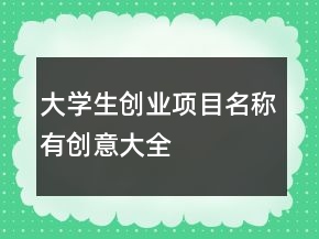 大學(xué)生創(chuàng)業(yè)項目名稱有創(chuàng)意大全