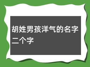 胡姓男孩洋氣的名字二個字
