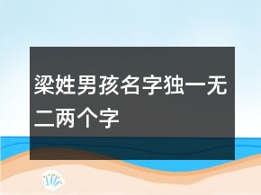 梁姓男孩名字獨一無二兩個字