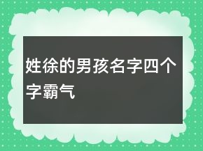 姓徐的男孩名字四個字霸氣