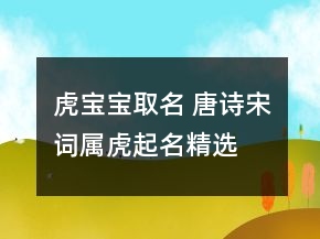 虎寶寶取名 唐詩(shī)宋詞屬虎起名精選